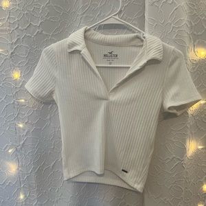 White Hollister collared baby tee